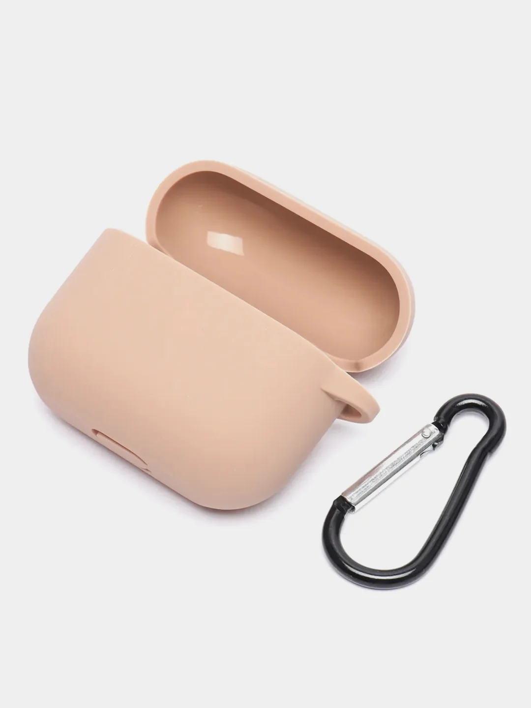 Бежевый меланж чехол для наушников AirPods 3 силиконовый с карабином и защитой разъема