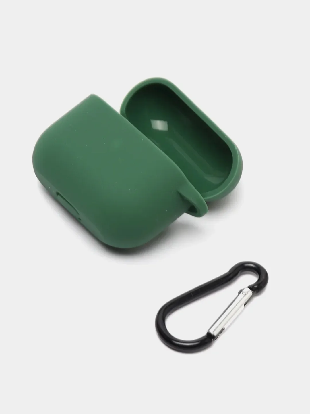 Зеленый чехол для наушников AirPods 3 силиконовый с карабином и защитой разъема