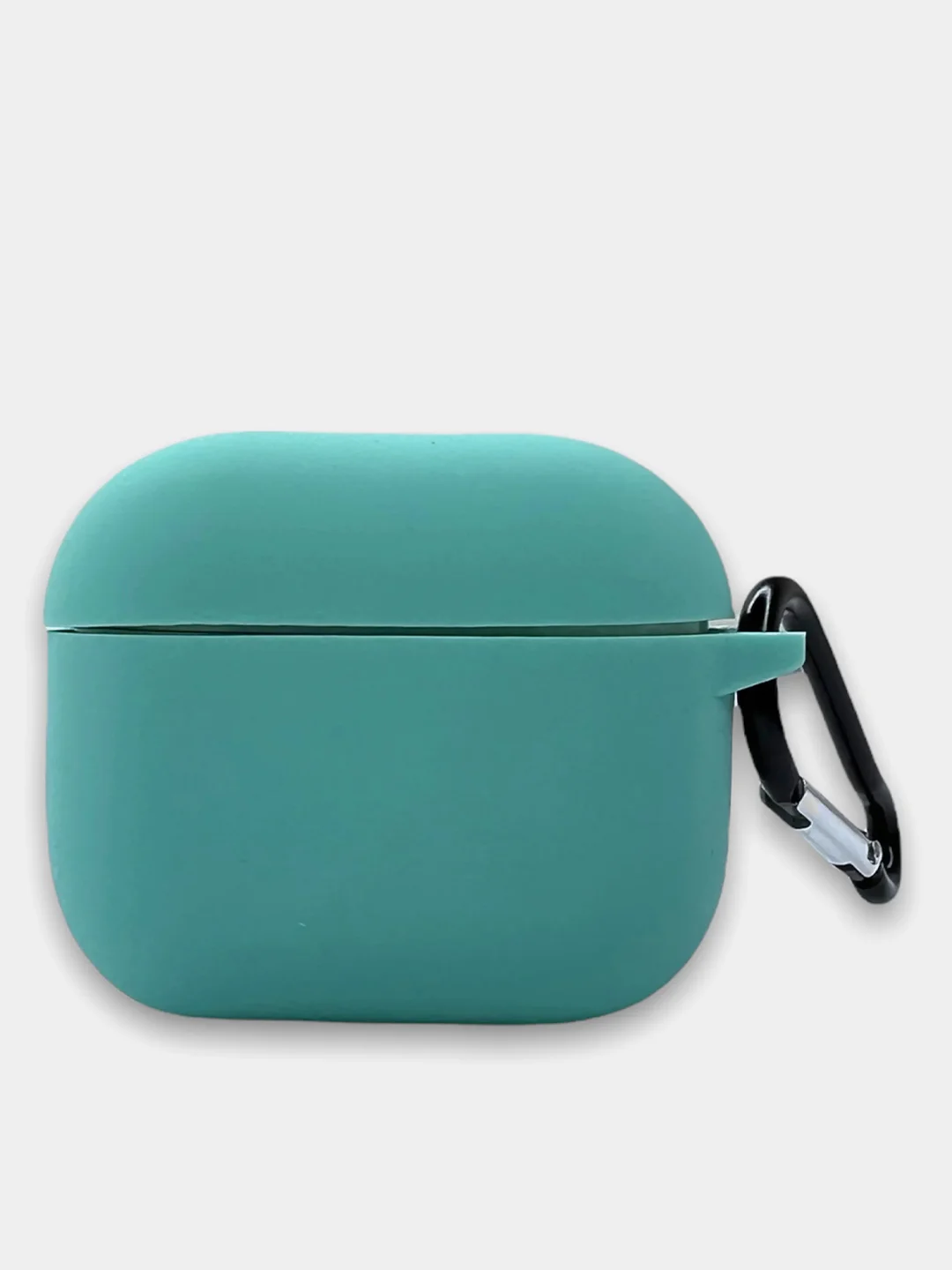 Бирюзовый чехол для наушников AirPods 3 силиконовый с карабином и защитой разъема