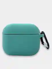 Бирюзовый чехол для наушников AirPods 3 силиконовый с карабином и защитой разъема
