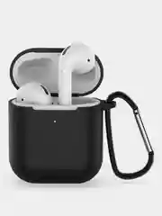 Черный силиконовый чехол для наушников Airpods 1 и 2