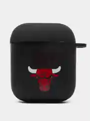 Багровый силиконовый чехол для наушников Apple Airpods 1, 2. с принтом Nike, Nasa (Найк, Наса))