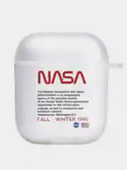 Алый силиконовый чехол для наушников Apple Airpods 1, 2. с принтом Nike, Nasa (Найк, Наса))