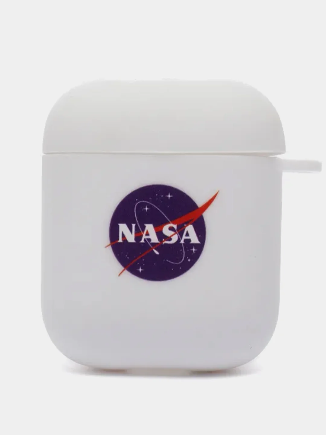 Красный силиконовый чехол для наушников Apple Airpods 1, 2. с принтом Nike, Nasa (Найк, Наса))