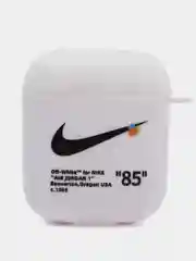 Желтый силиконовый чехол для наушников Apple Airpods 1, 2. с принтом Nike, Nasa (Найк, Наса))