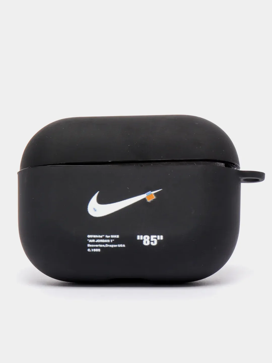 Тёмно-серый силиконовый чехол для наушников Airpods Pro с принтом Nike, Nasa (Найк, Наса))