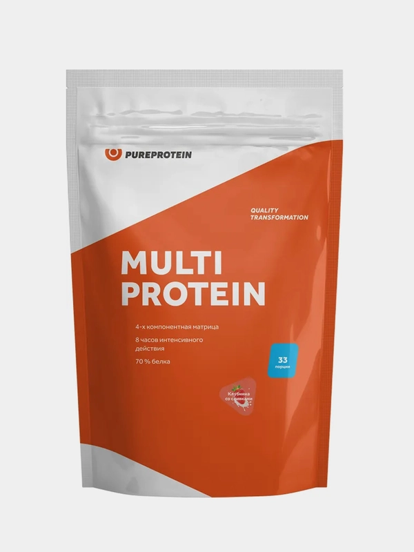 Мультикомпонентный протеин PureProtein, со вкусом клубники со сливками, 1000 г