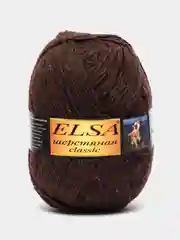 Коричневый пряжа Elsa classic, 80% шерсть овечья, 20% акрил, 625 м, 250 г