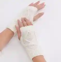 Белый перчатки без пальцев, тёплые, вязяные, шерстяные