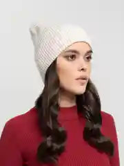Бежевый шапка демисезонная, с отворотом