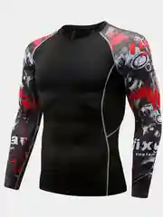 Красный рашгард спортивный мужской, с длинным рукавом