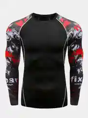 Красный рашгард спортивный мужской, с длинным рукавом