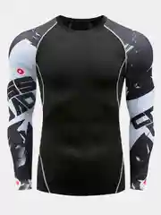 Черный рашгард спортивный мужской, с длинным рукавом