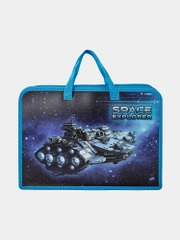 Папка на молнии с ручками ЮНЛАНДИЯ А4, 1  отделение, пластик, ширина 40 мм, Space explorer