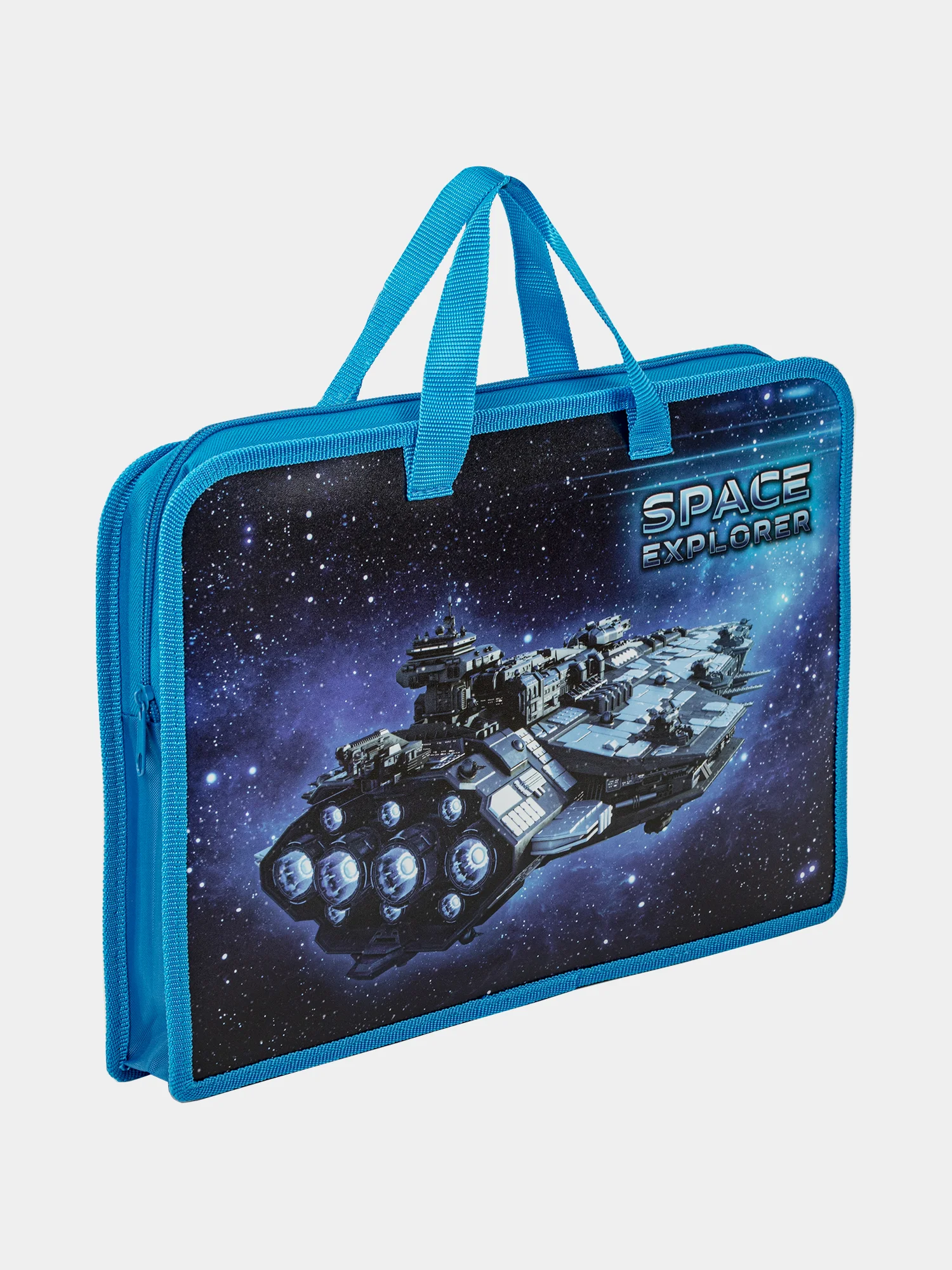 Папка на молнии с ручками ЮНЛАНДИЯ А4, 1  отделение, пластик, ширина 40 мм, Space explorer