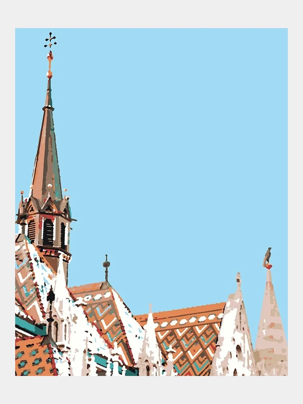 Картина по номерам на холсте с подрамником "Церковь Святого Матьяша", 50 x 40