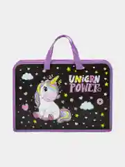 Папка на молнии с ручками ЮНЛАНДИЯ А4, 1 отделение, пластик, ширина 40 мм, Magic unicorn