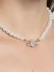 Серебряный ожерелье на шею из жемчуга
