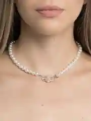 Серебряный ожерелье на шею из жемчуга
