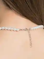Серебряный ожерелье на шею из жемчуга