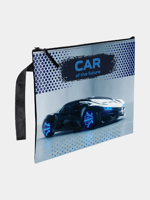 Папка для тетрадей BRAUBERG А5, 1 отделение, полиэстер, на молнии, с ручкой, Future car
