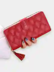 Алый женский кошелек из экокожи с кисточкой