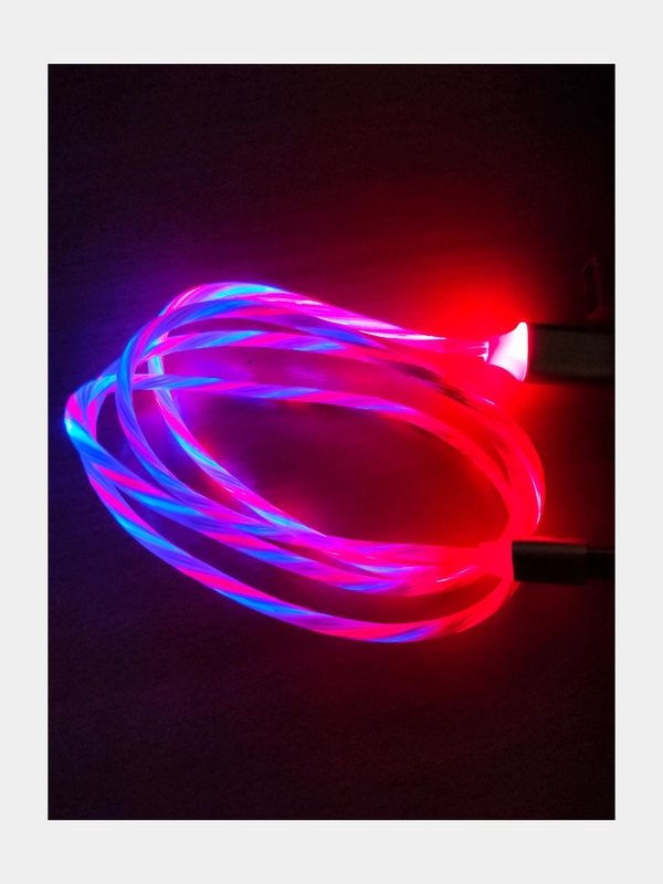 Светящийся USB кабель для Iphone, Android micro USB Type-C Lightning