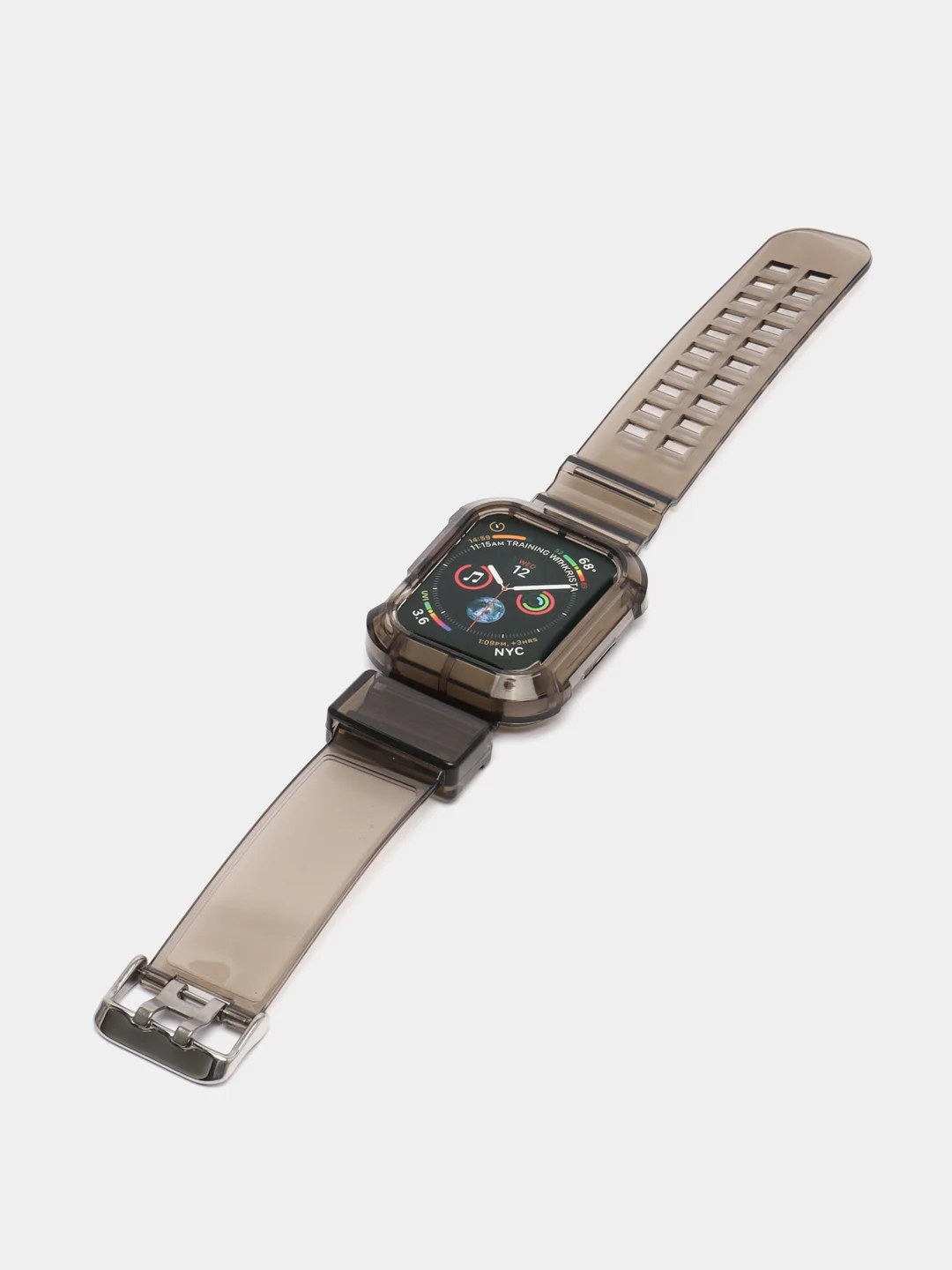 Черный ремешок силиконовый для Apple Watch 42/44/45 с защитой корпуса от повреждений
