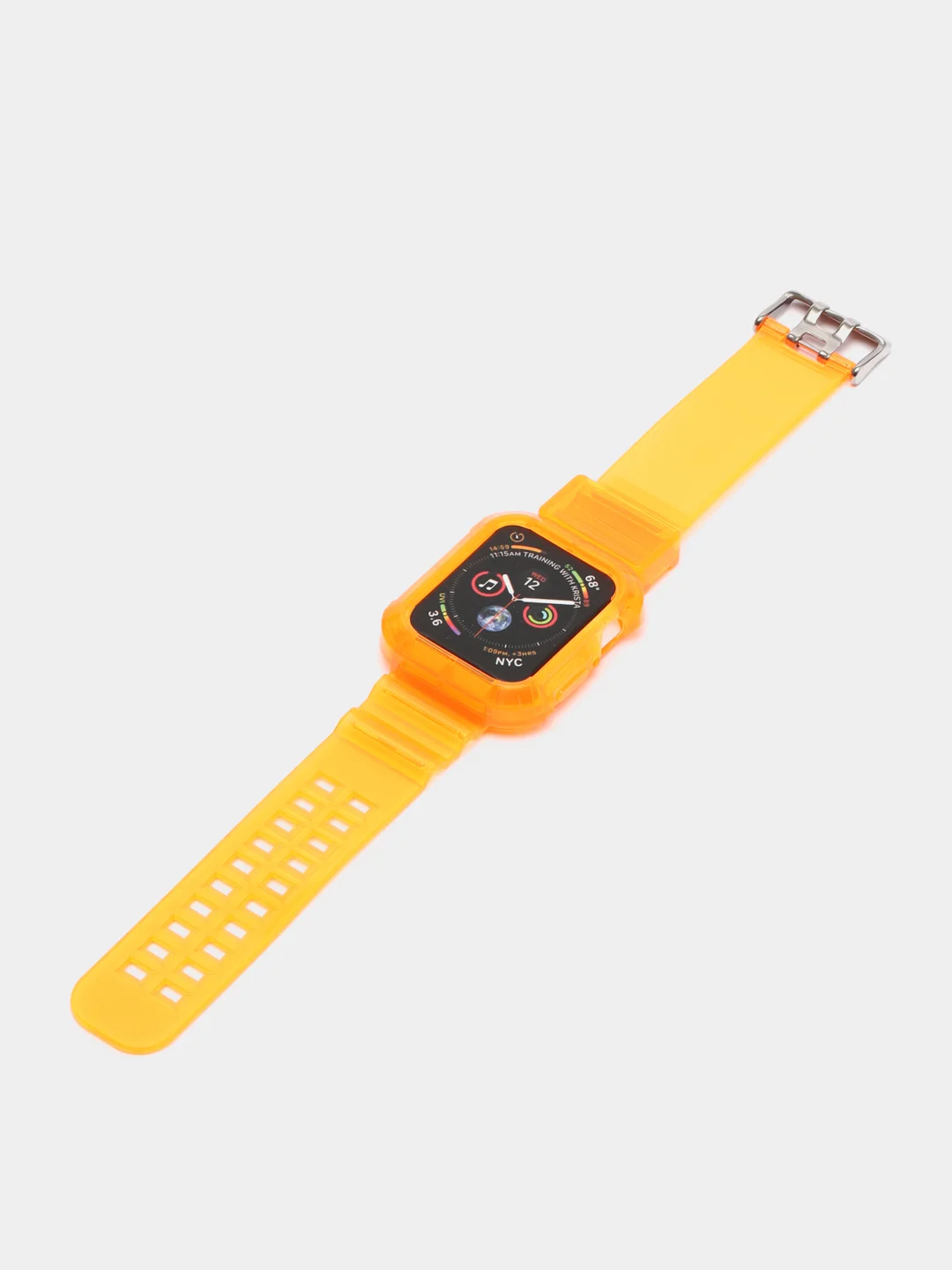 Оранжевый ремешок силиконовый для Apple Watch 42/44/45 с защитой корпуса от повреждений