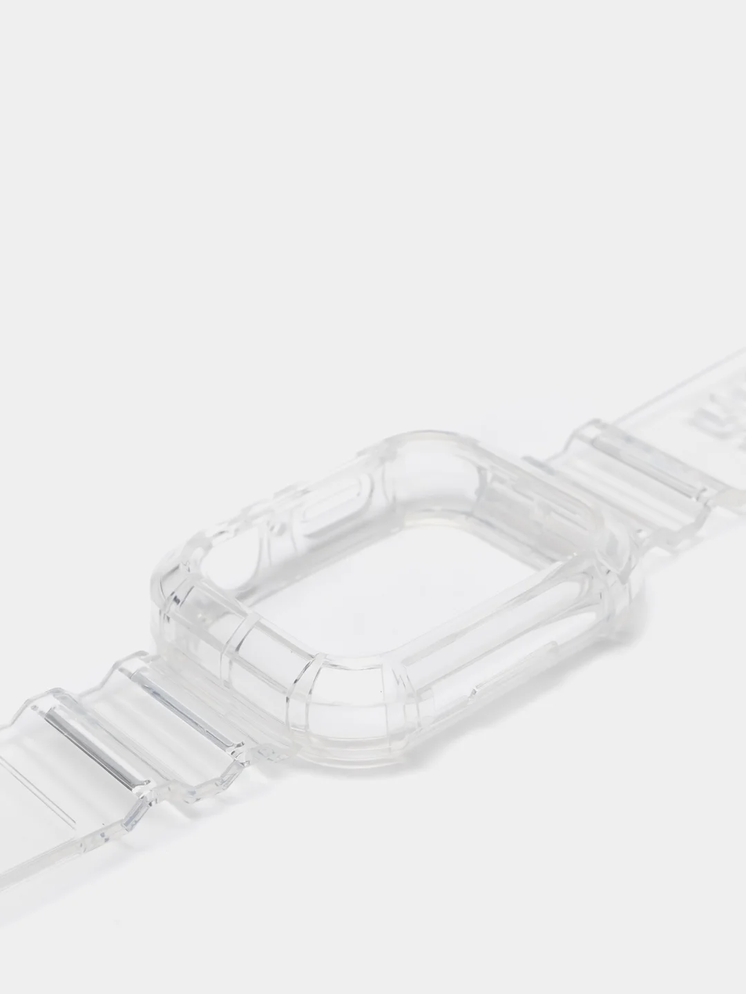Прозрачный ремешок силиконовый для Apple Watch 42/44/45 с защитой корпуса от повреждений