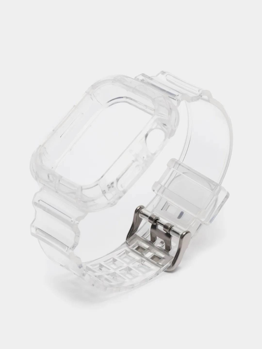 Прозрачный ремешок силиконовый для Apple Watch 42/44/45 с защитой корпуса от повреждений