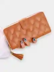 Карамельный женский кошелек из экокожи с кисточкой