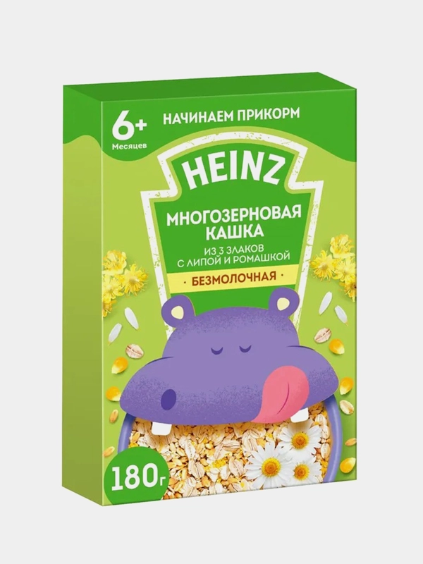 Каша детская Heinz многозерновая, безмолочная, с липой и ромашкой, с 6 месяцев, 180 г