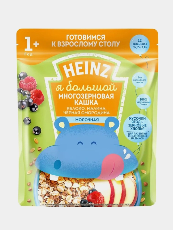 Каша детская Heinz "Я Большой", яблоко, малина, черная смородина, с 12 месяцев, 200 г