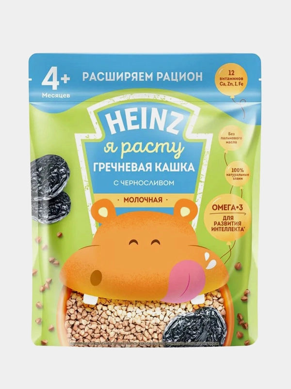 Каша детская Heinz "Я расту" молочная, гречневая, с черносливом, с 4 месяцев, 200 г