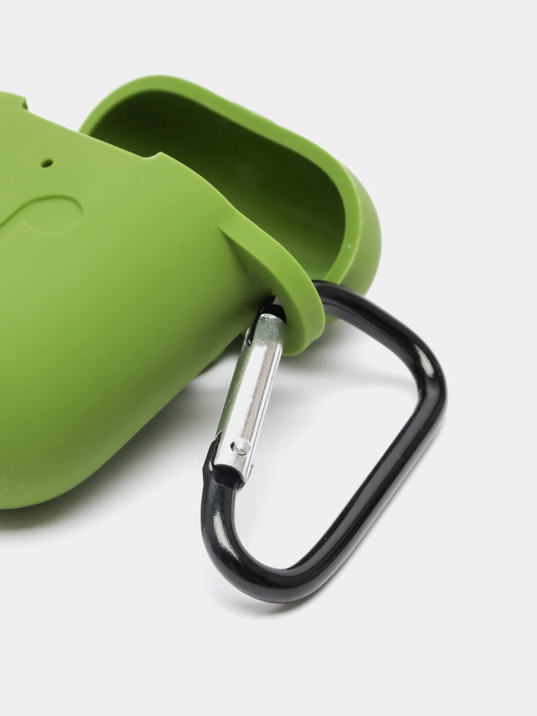 Зелёный хаки силиконовый чехол для наушников AirPods 1, 2, с карабином