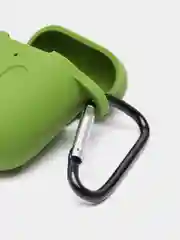 Зелёный хаки силиконовый чехол для наушников AirPods 1, 2, с карабином