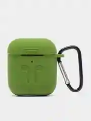 Зелёный хаки силиконовый чехол для наушников AirPods 1, 2, с карабином