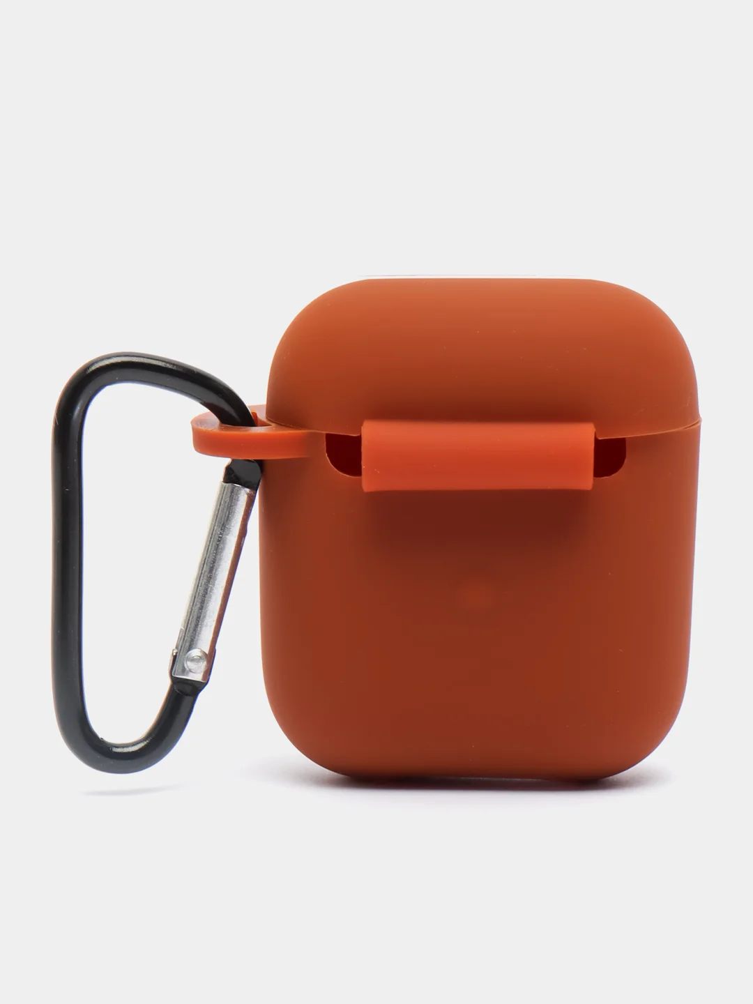 Коричневый силиконовый чехол для наушников AirPods 1, 2, с карабином
