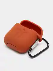 Коричневый силиконовый чехол для наушников AirPods 1, 2, с карабином