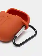 Коричневый силиконовый чехол для наушников AirPods 1, 2, с карабином
