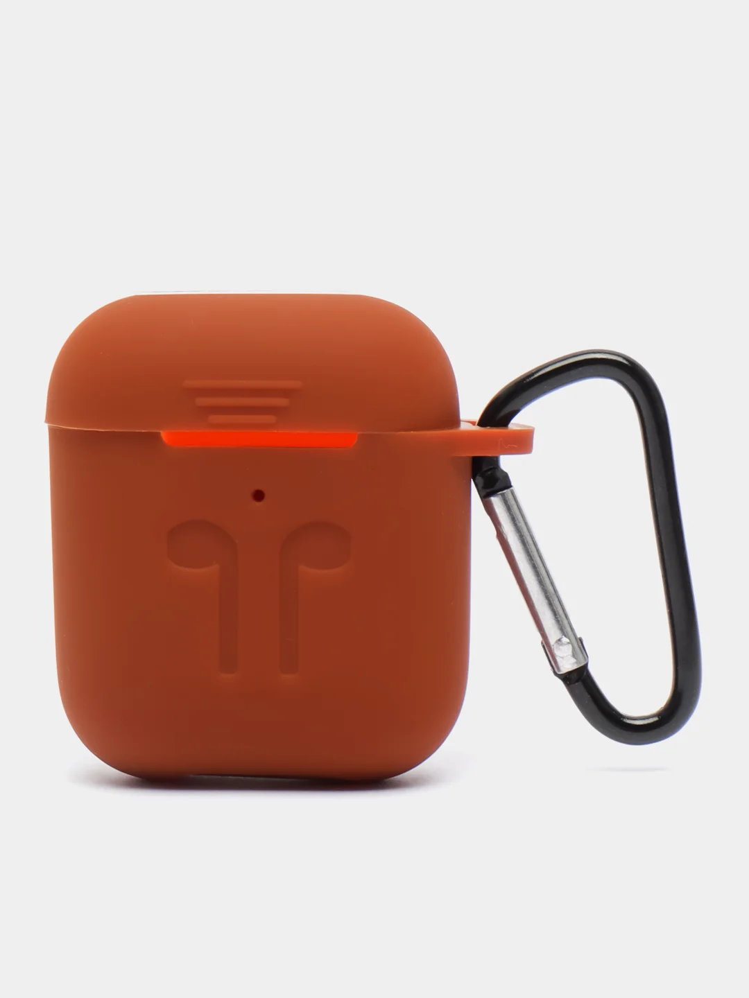Коричневый силиконовый чехол для наушников AirPods 1, 2, с карабином