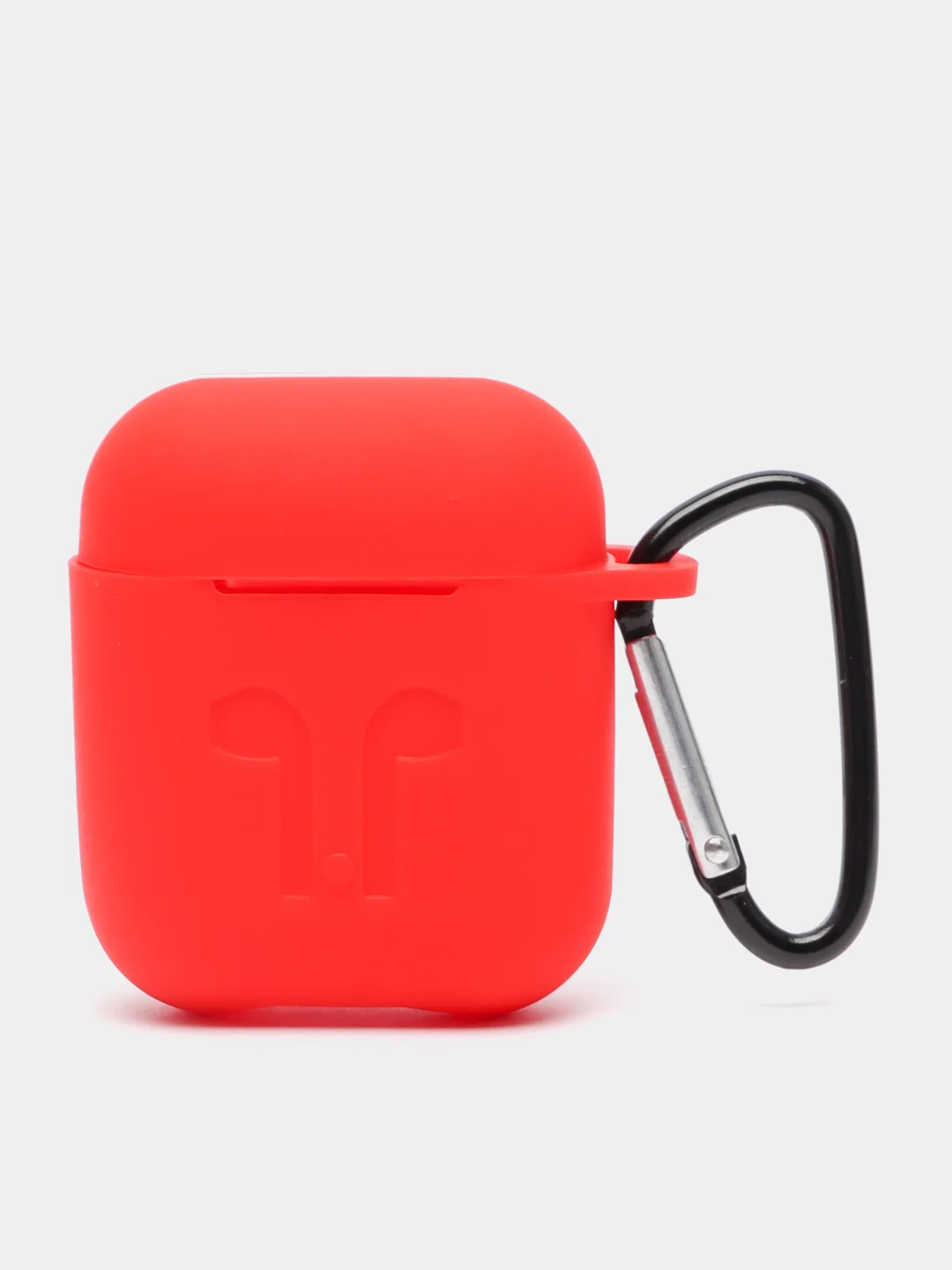 Красный силиконовый чехол для наушников AirPods 1, 2, с карабином
