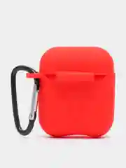 Красный силиконовый чехол для наушников AirPods 1, 2, с карабином