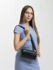 Черный женская сумка на плечо цилиндрической формы