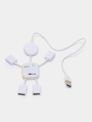USB-разветвитель LuazON SSV-011, 4 порта, USB 2.0, кабель 0.4 м, белый