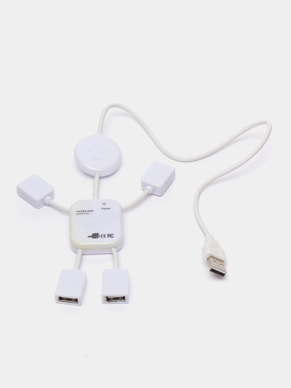 USB-разветвитель LuazON SSV-011, 4 порта, USB 2.0, кабель 0.4 м, белый