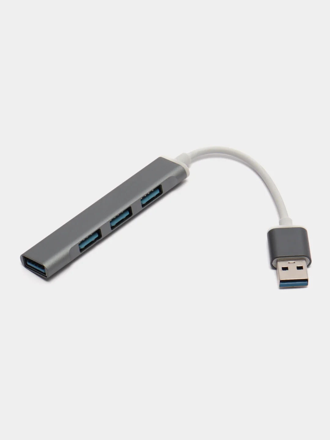 Серый хаб-концентратор USB 3.0 hub на 4 порта, переходник USB-хаб Type-C