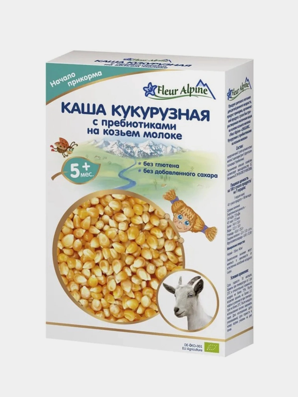 Каша детская Fleur Alpine кукурузная с пребиотиками на козьем молоке с 5 месяцев, 200 г