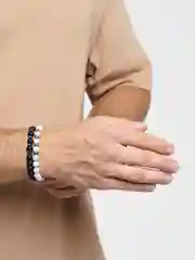 Белый мужской двойной браслет